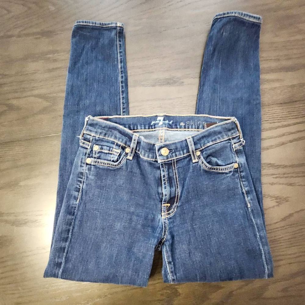 7 For All Mankind Soft Stretch Skinny Jeans medium Dark Wash High Rise Womens 27